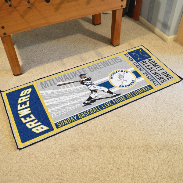 Milwaukee Brewers Retro Collection 1970 Ticket Runner Mat 30  x 72  For Sale