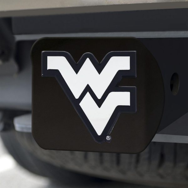 West Virginia Mountaineers Hitch Cover Chrome on Black 3.4 x4  For Cheap