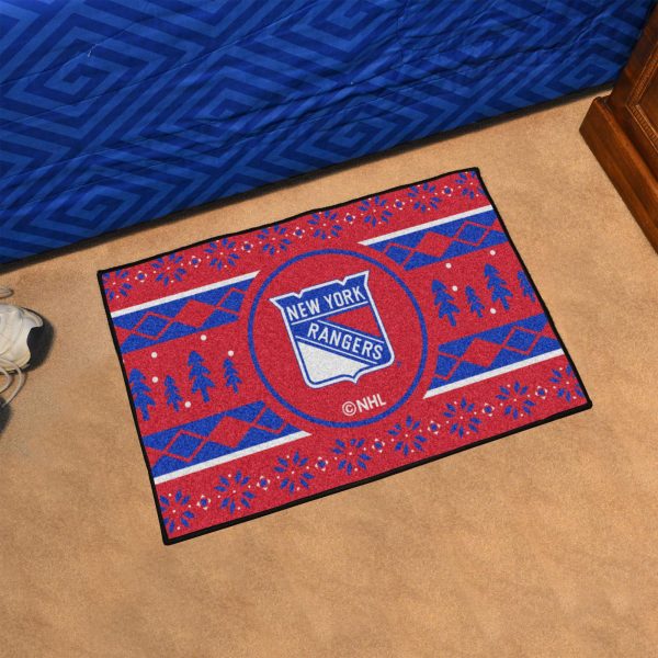 New York Rangers Holiday Sweater Starter Mat 19 x30  Fashion