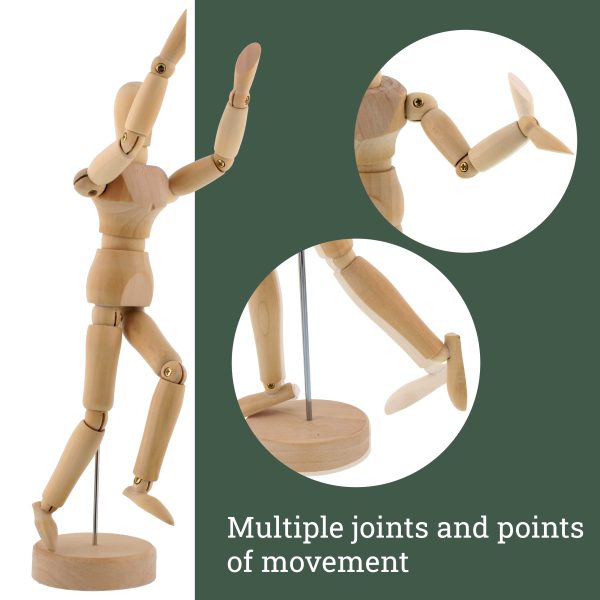 Wood 8  Artist Drawing Manikin Articulated Mannequin with Base and Flexible Body - Perfect For Drawing the Human Figure (8  Male) Pack of 2 Manikins on Sale - Image 3