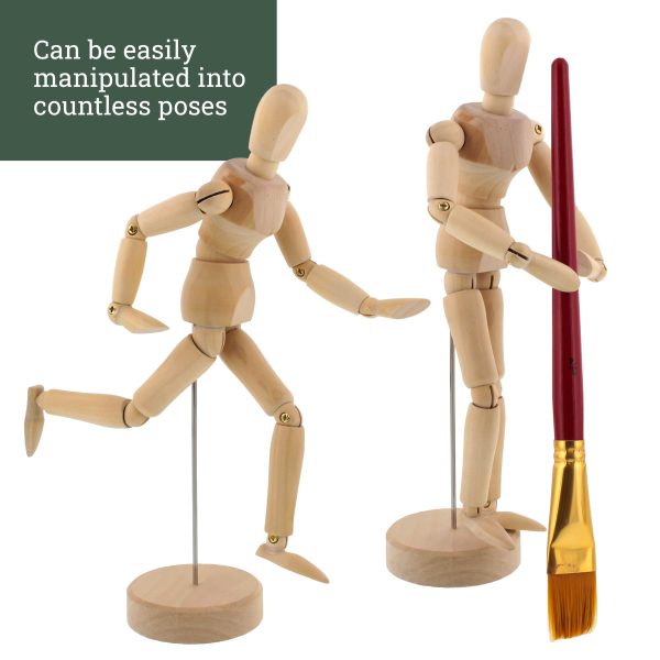 Wood 8  Artist Drawing Manikin Articulated Mannequin with Base and Flexible Body - Perfect For Drawing the Human Figure (8  Male) Pack of 6 Manikins Online - Image 4