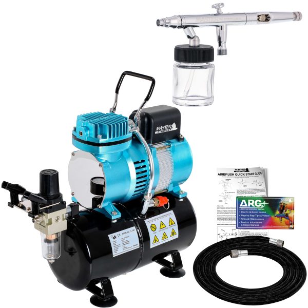 HI-FLOW All-Purpose Precision Dual-Action Siphon Feed Airbrush with High Performance Airbrush Air Compressor with Air Storage Tank on Sale