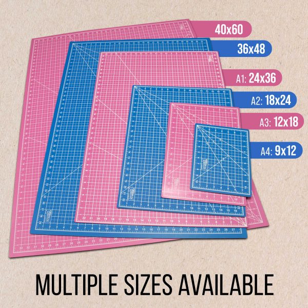 12  x 18  Pink Blue Professional Self Healing 5-Ply Double Sided Durable Non-Slip Cutting Mat Great for Scrapbooking Quilting Sewing Arts & Crafts For Sale - Image 5