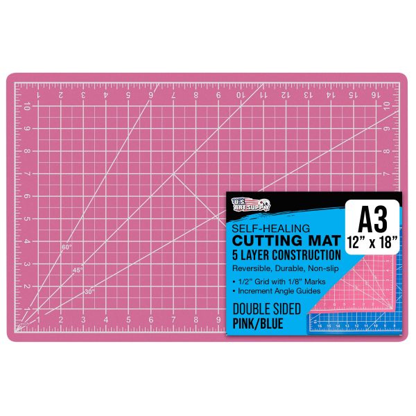 12  x 18  Pink Blue Professional Self Healing 5-Ply Double Sided Durable Non-Slip Cutting Mat Great for Scrapbooking Quilting Sewing Arts & Crafts For Sale
