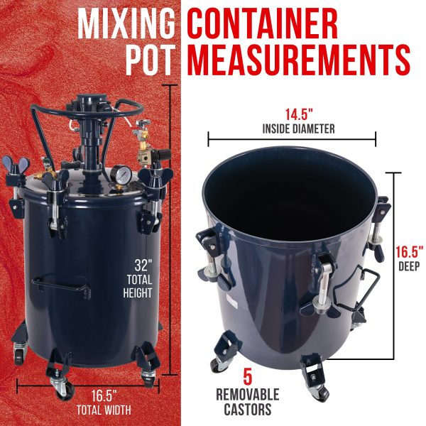 Commercial 10 Gallon (40 Liters) Spray Paint Pressure Pot Tank with Air Powered Mixing Agitator For Discount - Image 4