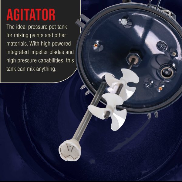 Commercial 10 Gallon (40 Liters) Spray Paint Pressure Pot Tank with Air Powered Mixing Agitator For Discount - Image 5