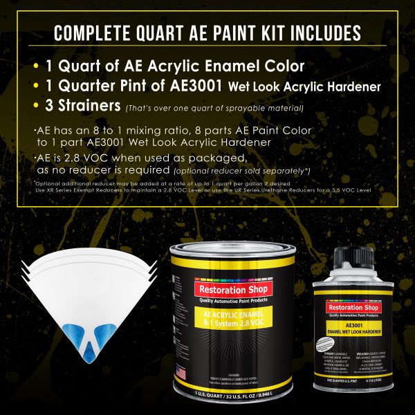 Grand Prix White Acrylic Enamel Auto Paint - Complete Quart Paint Kit - Professional Single Stage Automotive Car Truck Coating, 8:1 Mix Ratio 2.8 VOC Online - Image 2