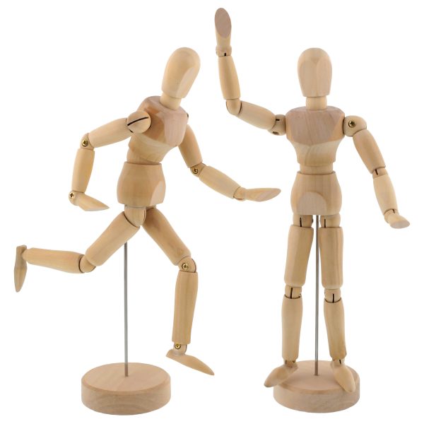 Wood 8  Artist Drawing Manikin Articulated Mannequin with Base and Flexible Body - Perfect For Drawing the Human Figure (8  Male) Pack of 2 Manikins on Sale