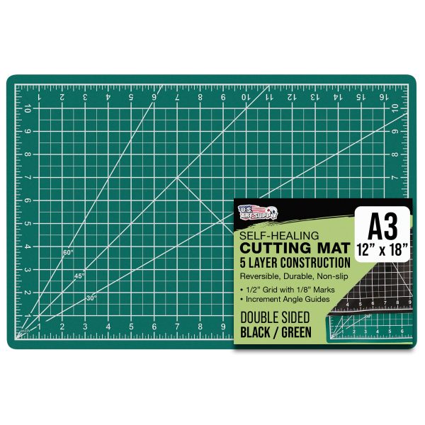 12  x 18  Green Black Professional Self Healing 5-Ply Double Sided Durable Non-Slip Cutting Mat Great for Scrapbooking Quilting Sewing Arts Crafts For Sale