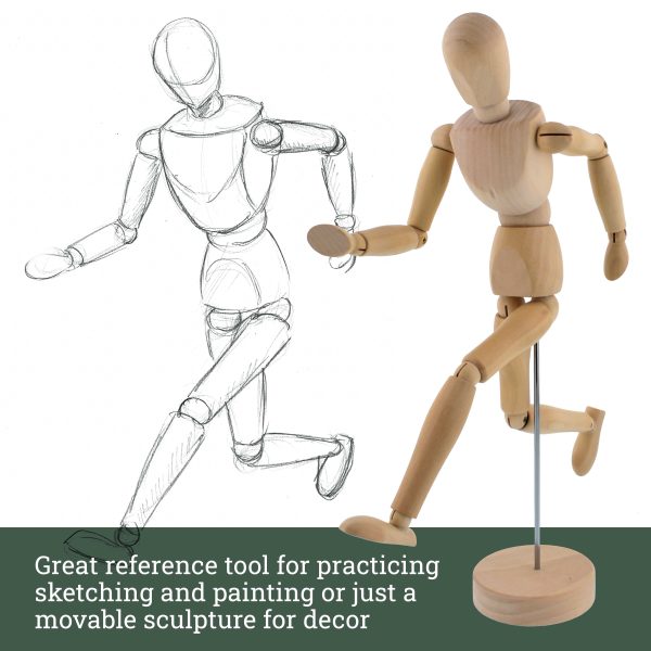 Wood 8  Artist Drawing Manikin Articulated Mannequin with Base and Flexible Body - Perfect For Drawing the Human Figure (8  Male) Pack of 2 Manikins on Sale - Image 5