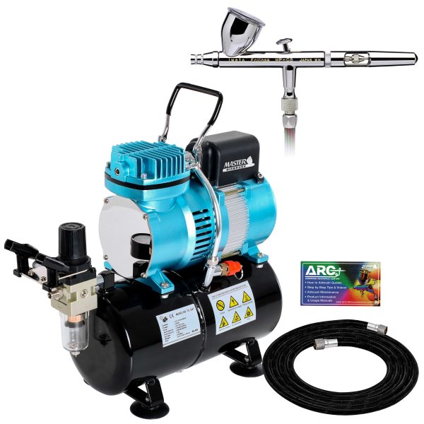 Iwata Eclipse HP CS Airbrush Set with 1 5 hp Cool Runner II Dual Fan Air Tank Compressor System Kit, 0.35mm Tip, Hose, Holder, How-To Guide Discount