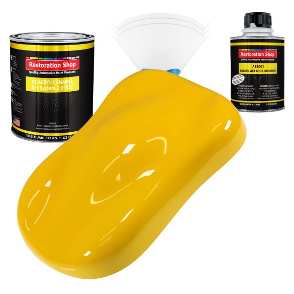 Viper Yellow Acrylic Enamel Auto Paint - Complete Quart Paint Kit - Professional Single Stage Automotive Car Truck Coating, 8:1 Mix Ratio 2.8 VOC Online Hot Sale