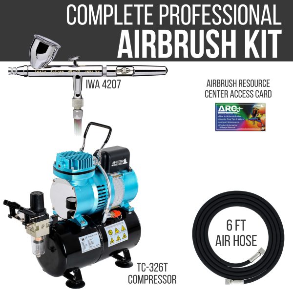 Iwata Eclipse HP CS Airbrush Set with 1 5 hp Cool Runner II Dual Fan Air Tank Compressor System Kit, 0.35mm Tip, Hose, Holder, How-To Guide Discount - Image 2