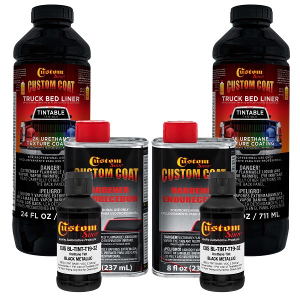 Black Metallic 2 Quart (1 8 Quart) Urethane Spray-On Truck Bed Liner Kit - Easily Mix, Shake & Shoot - Durable Textured Protective Coating Online now