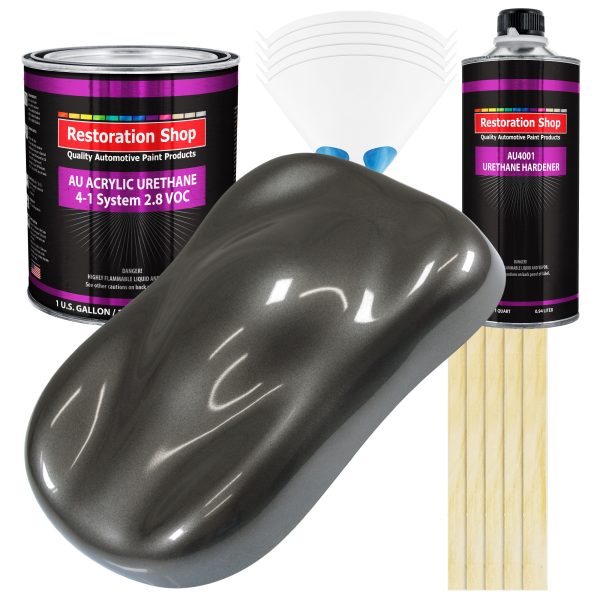 Anthracite Gray Metallic Acrylic Urethane Auto Paint - Complete Gallon Paint Kit - Pro Single Stage Automotive Car Truck Coating 4:1 Mix Ratio 2.8 VOC For Cheap