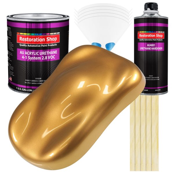 Autumn Gold Metallic Acrylic Urethane Auto Paint - Complete Gallon Paint Kit - Professional Single Stage Automotive Car Coating, 4:1 Mix Ratio 2.8 VOC For Sale