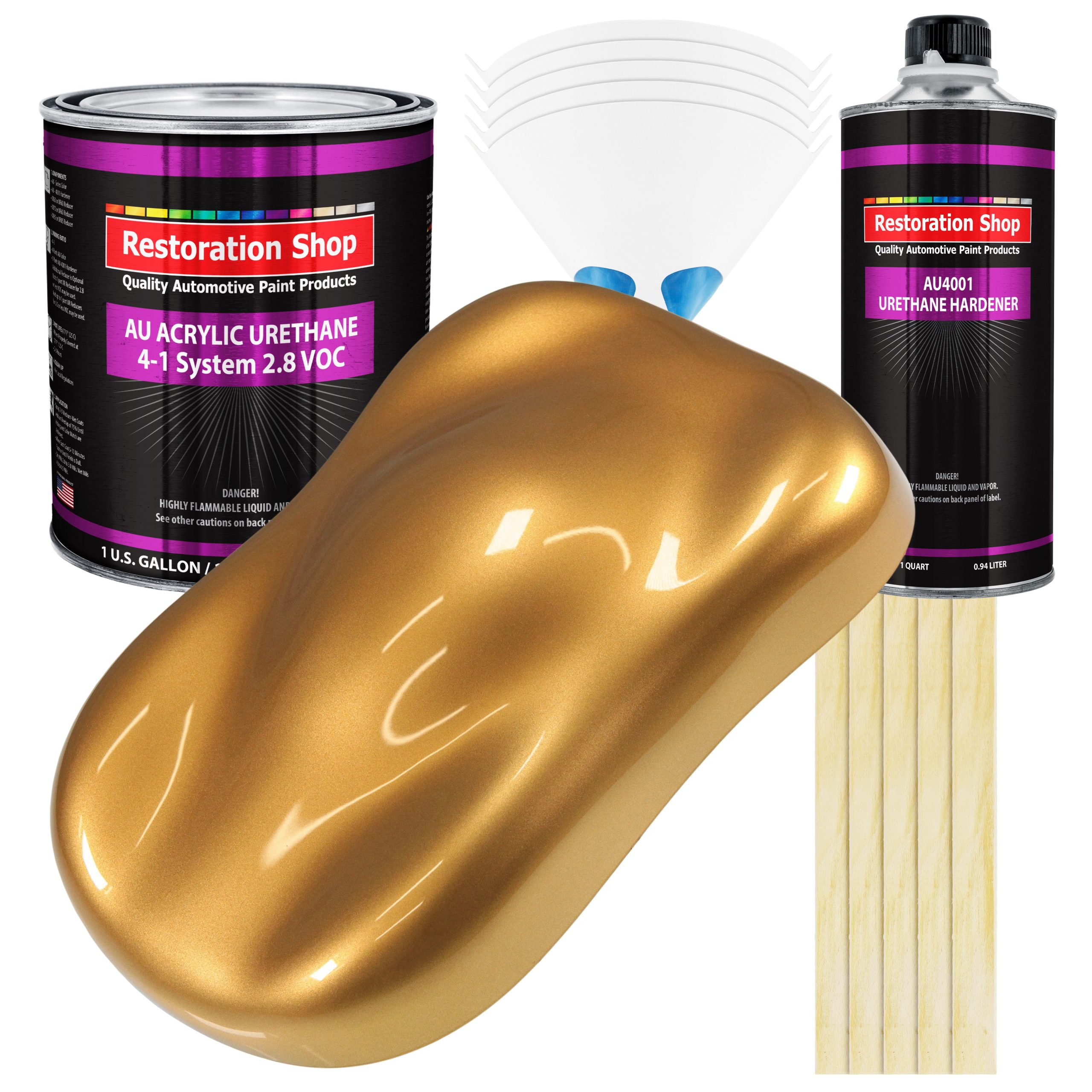Autumn Gold Metallic Acrylic Urethane Auto Paint – Complete Gallon Paint Kit – Professional Single Stage Automotive Car Coating, 4:1 Mix Ratio 2.8 VOC For Sale
