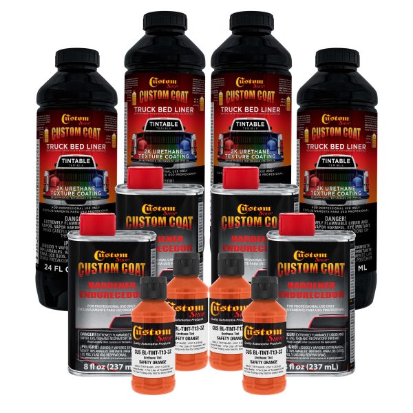 Safety Orange 1 Gallon Urethane Spray-On Truck Bed Liner Kit -Easy Mixing, Just Shake, Shoot - Professional Durable Textured Protective Coating For Cheap
