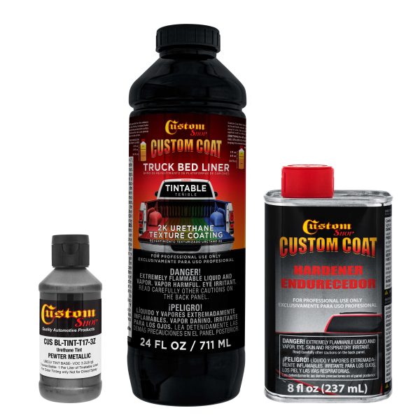 Pewter Metallic 1 Quart Urethane Spray-On Truck Bed Liner Kit - Easily Mix, Shake & Shoot - Professional Durable Textured Protective Coating For Discount