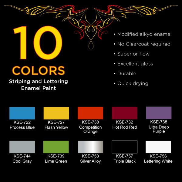 Pinstriping Ultimate Box Kit with Storage Box - 10 - 4 Ounce Enamel Paint Colors, Tape, Reducer, Brushes and Mixing Cups Discount - Image 2