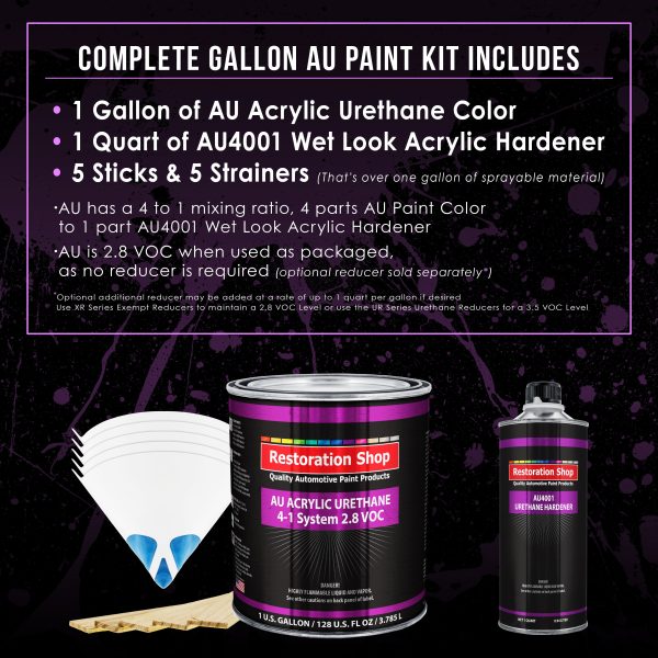 Black Metallic Acrylic Urethane Auto Paint - Complete Gallon Paint Kit - Professional Single Stage Automotive Car Truck Coating, 4:1 Mix Ratio 2.8 VOC For Cheap - Image 2