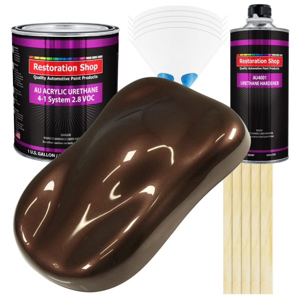 Mahogany Brown Metallic Acrylic Urethane Auto Paint (Complete Gallon Paint Kit) Professional Single Stage Automotive Car Coating 4:1 Mix Ratio 2.8 VOC Cheap