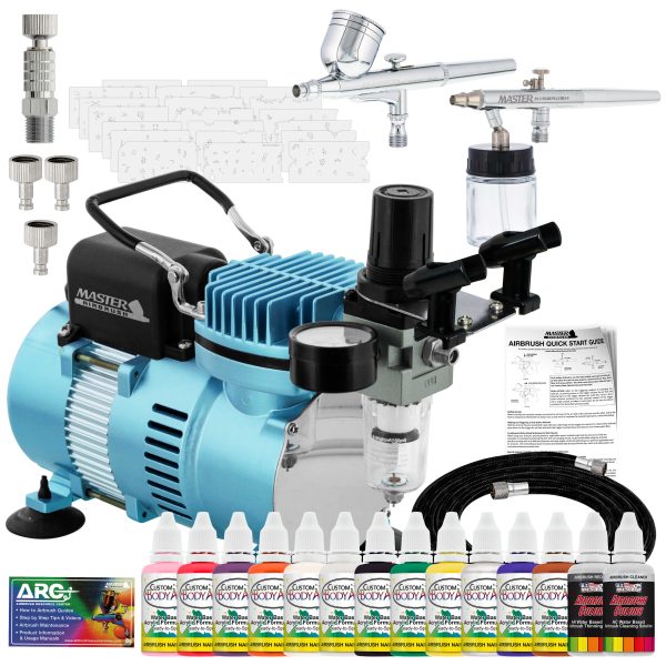 2 Airbrush Nail System Kit with 12 Paint Color Set, High Performance Single-Piston Airbrush Air Compressor Online