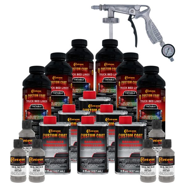 Dove Gray 1.5 Gallon (6 Quart) Urethane Spray-On Truck Bed Liner Kit with Spray Gun and Regulator - Mix, Shake & Shoot - Textured Protective Coating Online Sale