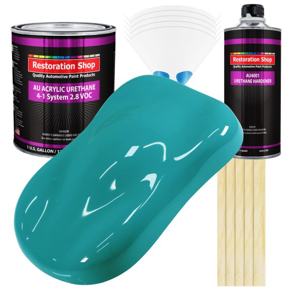 Bright Racing Aqua Acrylic Urethane Auto Paint - Complete Gallon Paint Kit - Professional Single Stage Automotive Car Coating, 4:1 Mix Ratio 2.8 VOC Online