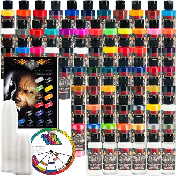 Createx 66 Color & Reducer Wicked Airbrush Paint Set, 2 oz. Bottles Fashion