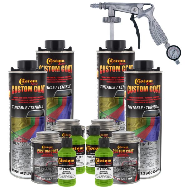 Lime Green 1 Gallon Urethane Spray-On Truck Bed Liner Kit with Spray Gun and Regulator - Mix, Shake & Shoot - Durable Textured Protective Coating For Cheap