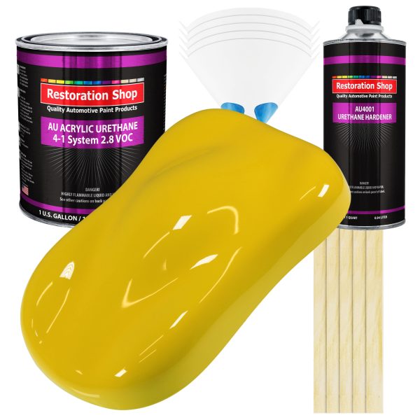 Electric Yellow Acrylic Urethane Auto Paint - Complete Gallon Paint Kit - Professional Single Stage Automotive Car Truck Coating 4:1 Mix Ratio 2.8 VOC on Sale