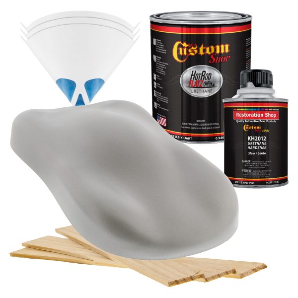 Argent Wheel Silver Sheen (Satin) - Hot Rod Flatz Flat Matte Satin Urethane Auto Paint - Complete Quart Paint Kit - Professional Low Sheen Automotive, Car Truck Coating, 4:1 Mix Ratio For Discount